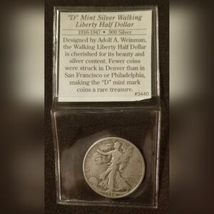 Walking Liberty Half Dollar Coin "D" Denver Mint Mark -1936-VG-F-Silver- FIRM $$